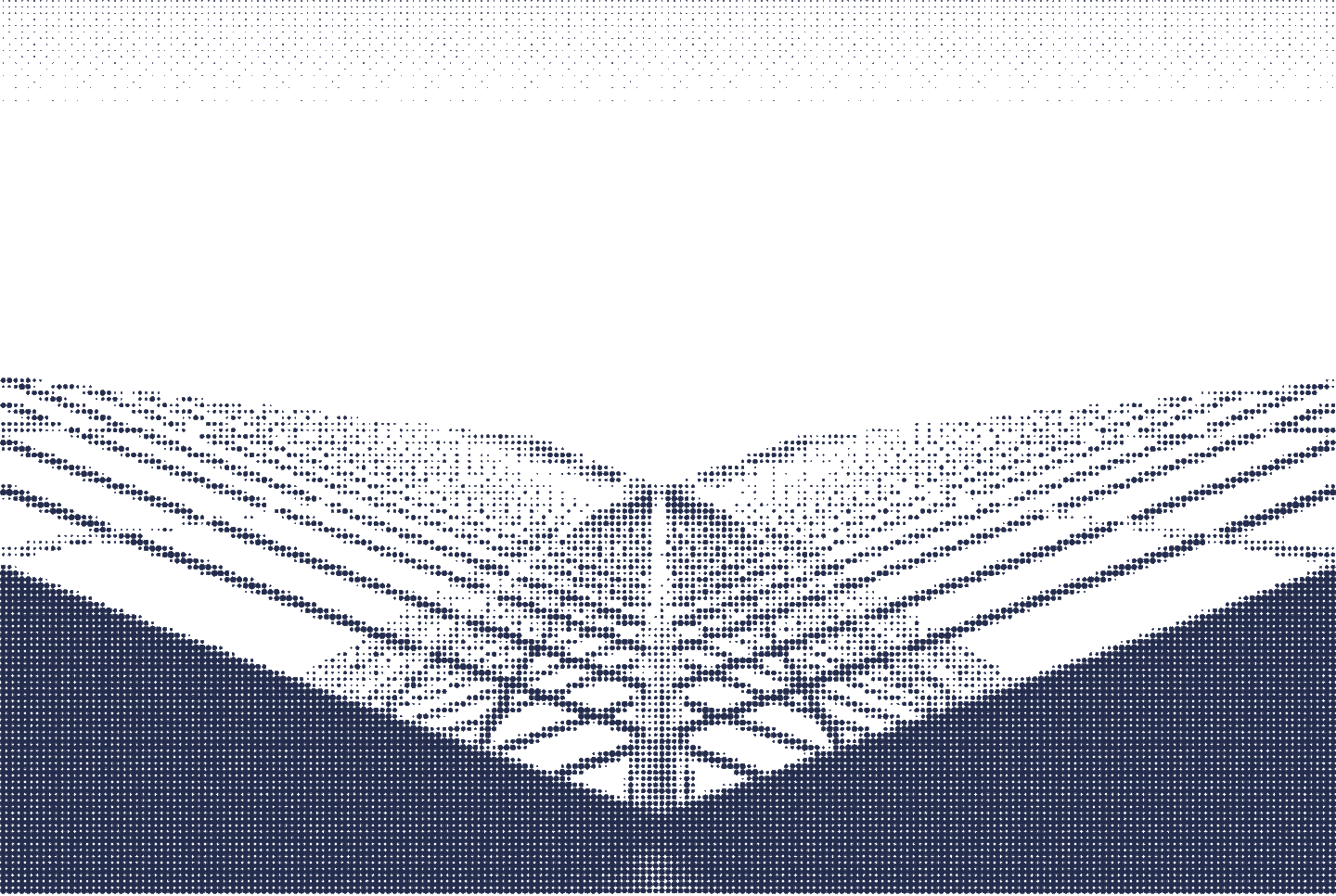 Halftone engraving of converging rail lines, rendered as a field of navy dots